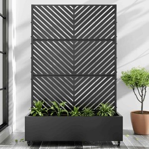 Lirago Iron Black Arch Mobile Planters Planting Box Trellis for Climbing Plants - 72x47 - 1 of 4