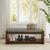 Lyngins Transitional Design Storage Bench with Removable Cushion, Entryway Bench with Lower Shelf Shoe Rack, Accent Foot Stool for Living Room Bedroom - 2 of 4