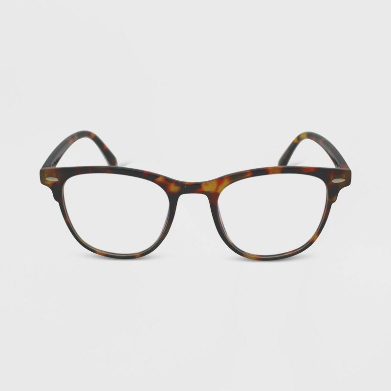 Women's Milky Plastic Square Blue Light Filtering Glasses - Wild Fable™ Brown Tort: Scratch-Resistant, Medium Fit, Recycled Frame