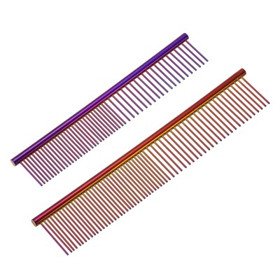 Unique Bargains Stainless Steel Rounded Teeth Grooming Tool Pet Combs 2 Pcs