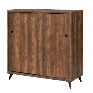 Royal Hampton Wooden Shoe Cabinet with 2 Sliding Doors and Splayed Legs, Oak Brown - 1 of 4
