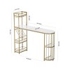 63" x 15" Modern Kitchen Bar Height Dining Table Wood Breakfast Pub Table with Gold Base with Shelves,Glass Rack,Wine Bottle Rack-Maison Boucle - 4 of 4