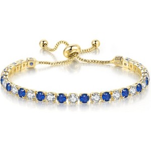 Tennis Bracelets for Women White Gold Plated Diamond AAA+ Cubic Zirconia CZ Dainty Classic Adjustable Slider - 1 of 4