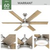 Hunter 60" Warrant Ceiling Fan Brushed Nickel Drifted Oak/Bleached Grey Pine 6 Blades LED Light Kit - 3 of 4