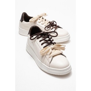 Warron - Light Beige Leather Sneakers (Women) | Forever & Always Shoes - 1 of 4