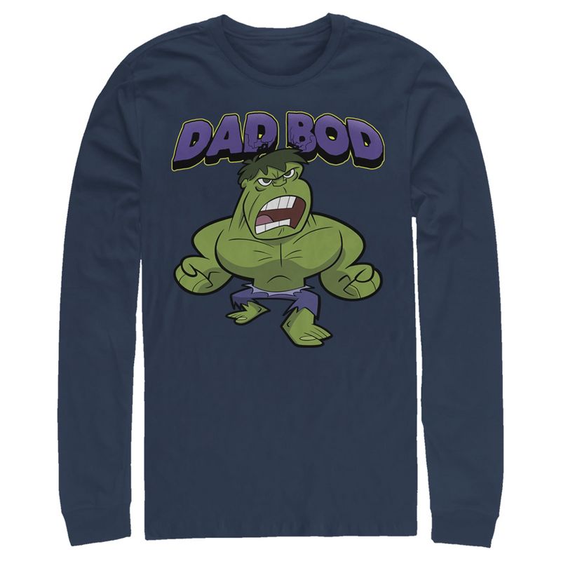 Men's Marvel Dad Bod Cartoon Hulk Long Sleeve Shirt, 1 of 5