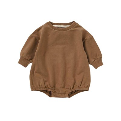 Organic Cotton Bubble Romper | Brown | Charlie Lou Baby