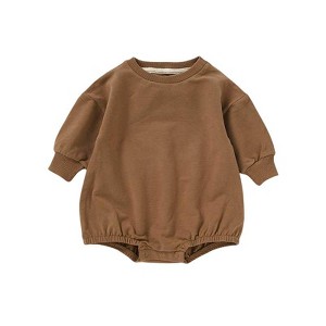 Organic Cotton Bubble Romper | Brown | Charlie Lou Baby - 1 of 3