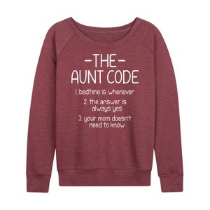Women's - Instant Message - The Aunt Code Lightweight French Terry Wide Neck Long Sleeve Graphic Shirt - 1 of 4