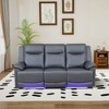 MAYEERTY Power Reclining Sofa, Electric 3-Seat Leather Recliner with USB Charging, Reversible Table & LED for Living Room, Brown - 2 of 4