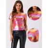 INSPIRE CHIC Women's V Neck Short Sleeve Party Clubwear Shiny Metallic Blouses - 2 of 4