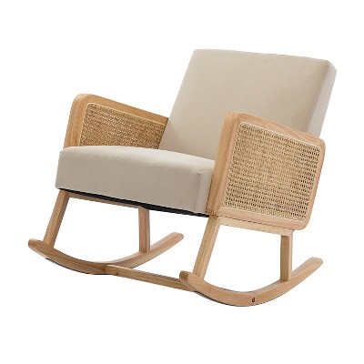 Adena Rocking Accent Chair With Rattan Arms Karat Home Tan Target   GUEST 88b253ec 856c 4cc0 A1e3 C12ecad55827