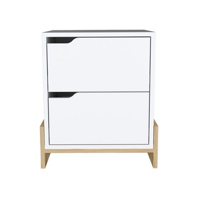 NicBex 17 inch Wide Nightstand with 2 Drawers,Wooden Side Table with Sturdy Base,Modern Bedside Table for Bedroom,Living Room