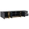 TiramisuBest White Black Rectangle TV Stand for TVs up to 80 Inch High Gloss UV Surface Contemporary Console Drawers Cabinets Living Room - 3 of 4