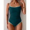 Eomenie Women's Tankini Swimsuits Two Piece Tummy Control Bathing Suit Color Block Slim Swimwear with High Waisted Bottom - 2 of 3