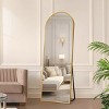 SEVOBAL 56"x18" Full Length Mirror with Arched Top Shatterproof Floor Mirror with Aluminum Frame for Living Room, Gold, 147.5"*52"*3.2" - 2 of 4