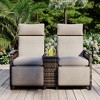 YOOCOZZ Outdoor Recliner Loveseat - Adjustable Wicker Chair with Storage Table - 3 of 4