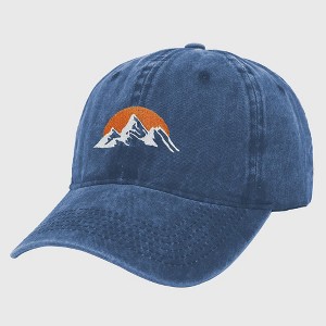 Anna-Kaci Women's Vintage Washed Mountain Sunset Embroidered Baseball Cap - 1 of 4