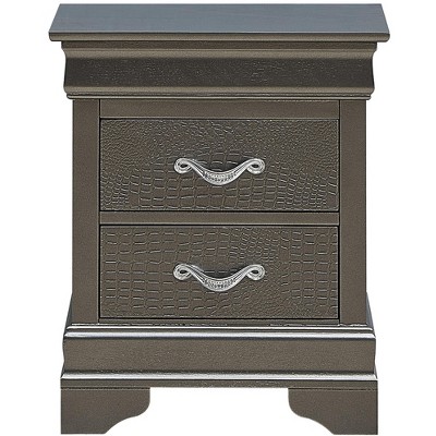 NicBex Nightstand with 2 Drawers Wooden Small Bedside Table with Metal Handles for Bedroom,Living Room