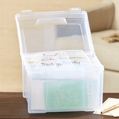 Transparent Plastic Storage Box Cards Case Business Card Holder Large Card Box 