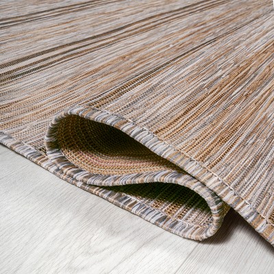 Mid-Century Jute-Brown Stripe Flat-Weave 5'x8' Synthetic Rug