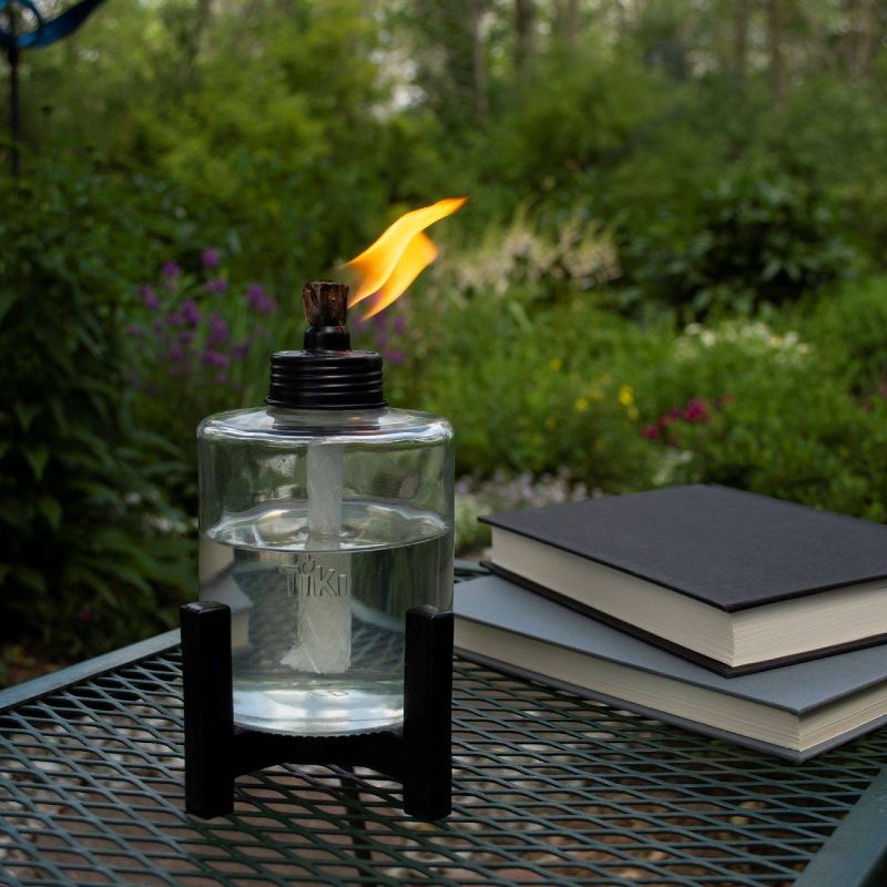 TIKI Elevated Tall Glass Tabletop Outdoor Torch, 1 of 7