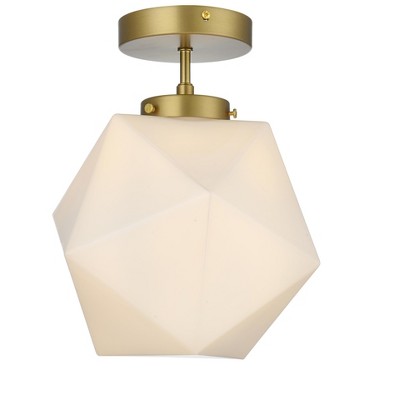 Elegant Lighting Lawrence 10 Inch Flush Mount Frosted White Shade in Satin Gold