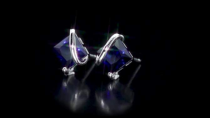 2.68 CT. T.W. Square Simulated Sapphire Stud Earrings in Sterling Silver - Gold/White, 2 of 5, play video