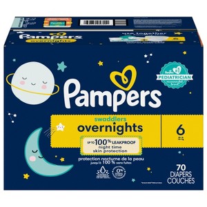 Pampers Swaddlers Overnight Diapers Size 6 70 Count - 1 of 1