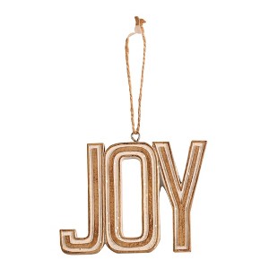 Dicksons Joy Cream and Brushed Gold Tone 4 Inch Resin Hanging Christmas Ornament - 1 of 2