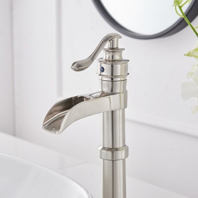 Brushed Nickel Single-Handle Waterfall Vessel Bathroom Faucet