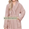 PAVILIA Women Plush Fleece Robe, Soft Textured Bathrobe, Lady Cozy Spa Long Robes, Fuzzy Satin Waffle Trim - 3 of 4