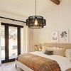 16" Boho Handwoven Bamboo Pendant Light with Double-Layer Shade and White Canopy for Dining Room, Bedroom, Living Room, or Vacation Rental - 4 of 4