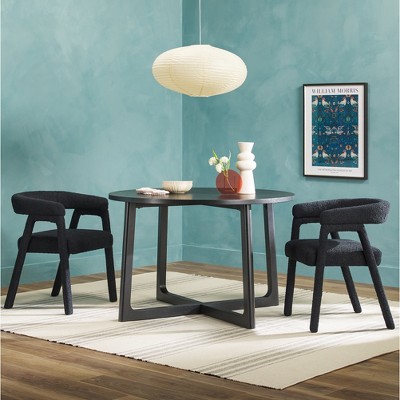 Saracina Home Modern 47” Solid Wood Round Dining Table with Geometric Leg Design