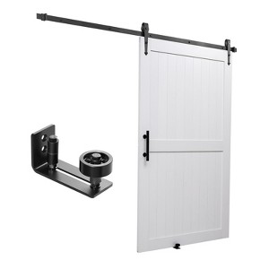 VEVOR Sliding Barn Door, 48 x 84 inch, High-Strength MDF Panel, Barn Door with Hardware Kit, Water-Proof PVC Surface, H-Frame, Black&White - 1 of 4