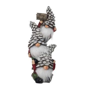 Transpac Resin 11 in. Brown Christmas Pinecone Gnome Stack