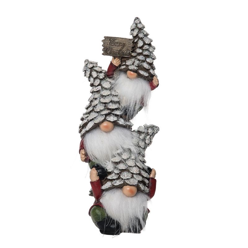 Transpac Resin 11 in. Brown Christmas Pinecone Gnome Stack, 1 of 2