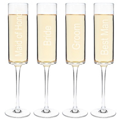 4ct Wedding Party Contemporary Champagne Flutes