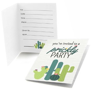 Big Dot of Happiness Prickly Cactus Party - Fill In Fiesta Party Invitations (8 count) - 1 of 4