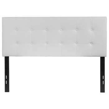 Emma and Oliver Button Tufted Upholstered Full Size Headboard in White Vinyl