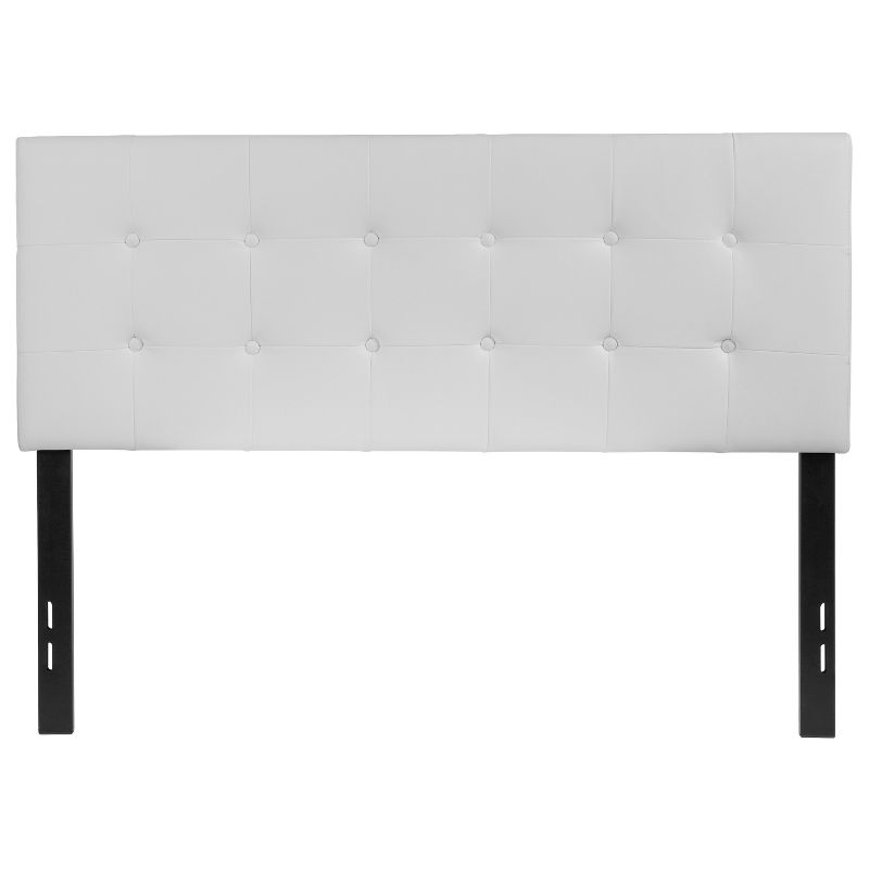 Emma and Oliver Button Tufted Upholstered Full Size Headboard in White Vinyl, 1 of 11
