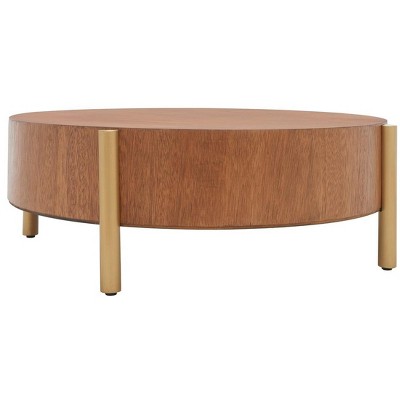 Diangela Round Coffee Table - Natural/Gold - Safavieh