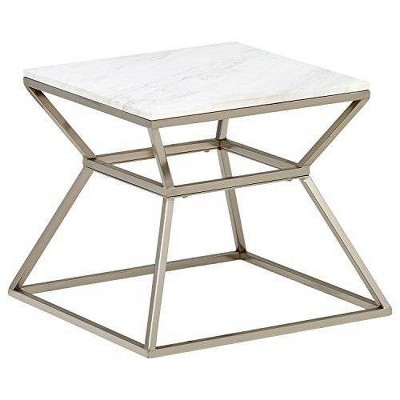 Audrey Marble Side Table Silver - Adore Decor