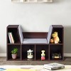 Infans 6 Cubby Kid Storage Cabinet Cushioned Bookcase Multi-Purpose Reading Shelf Brown - 3 of 4