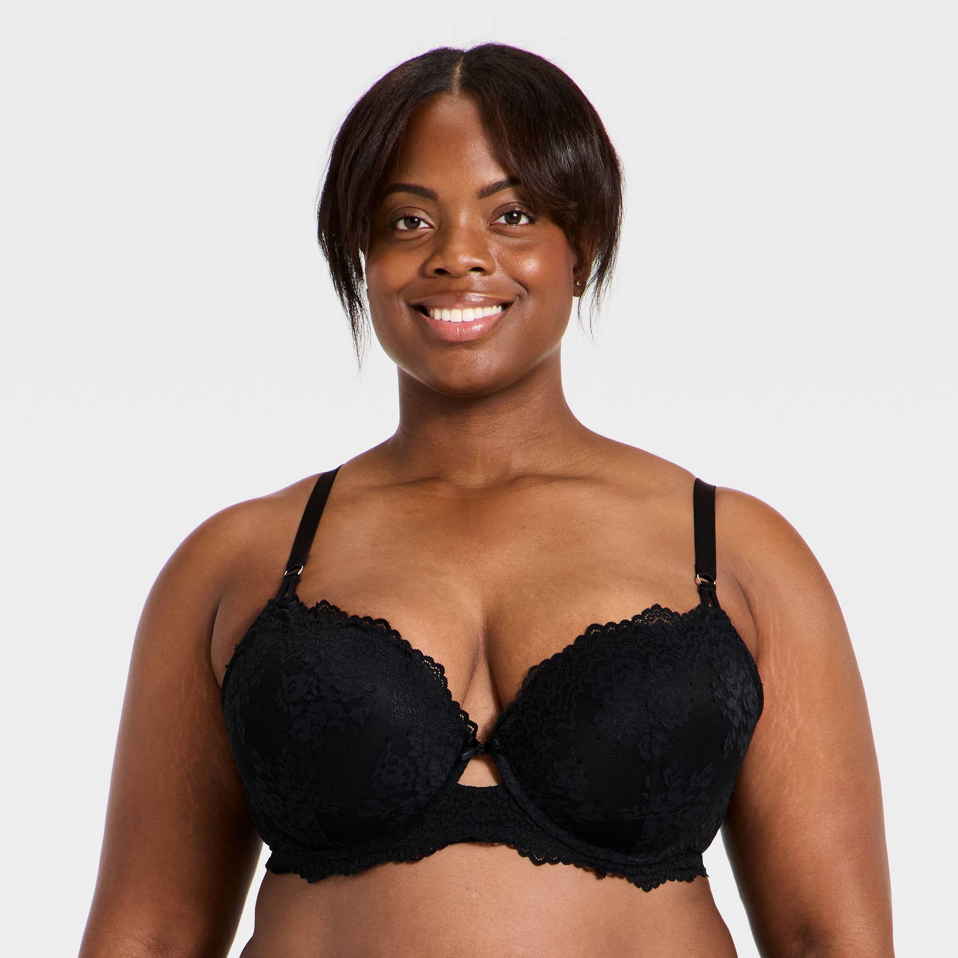 Women's Antique Rose Lace Push-Up Plunge Bra - Auden™