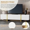 Luxury Fluted TV Stand for TVs Up to 80, Modern Entertainment Center with Cabinets Drawers and Golden Wood Grain Legs - 4 of 4