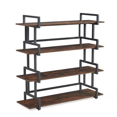 MaseiKar 4-Tier Bookshelf, Rustic Bookcase Shelf for CDs/Movies/Books, Home Office Bookcase Shelf Storage Organizer, Modern Book Shelf for Bedroom