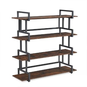 MaseiKar 4-Tier Bookshelf, Rustic Bookcase Shelf for CDs/Movies/Books, Home Office Bookcase Shelf Storage Organizer, Modern Book Shelf for Bedroom - 1 of 4