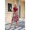 Women's Short Sleeve Round Neck A Line Dress Belted Fit and Flared Midi Summer Dresses Teacher Dress Irregular Stripes Dress - 2 of 4
