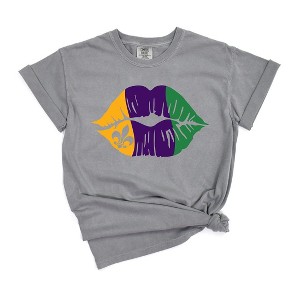 Simply Sage Market Women's Mardi Gras Lips Short Sleeve Graphic Tee - 1 of 3